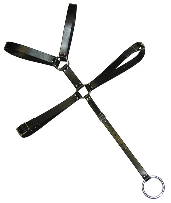 Harness černý kožený mužský na hrudník + cockring. Cena 1900 Kč